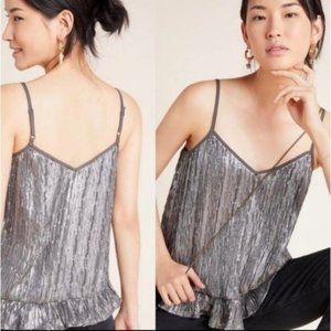 Anthropologie Grey Sequined Top M
